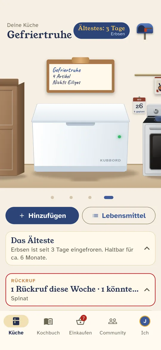 Das Gefrierfach merkt sich, wie lange die Dinge schon darin sind.
