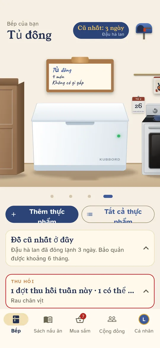 Tủ đông ghi nhớ thời gian bảo quản thực phẩm.