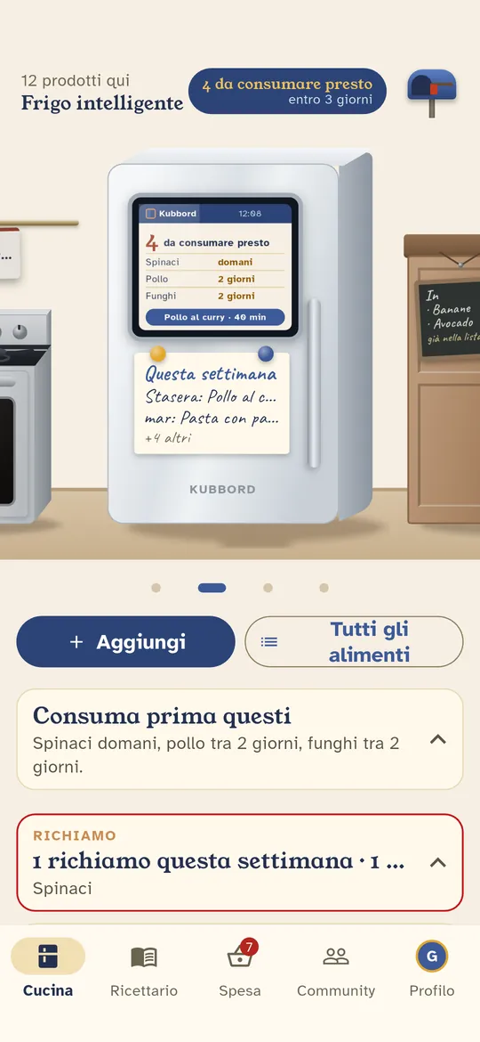 Il frigo suggerisce cosa mangiare prima e cosa cucinare con quello che c'è.