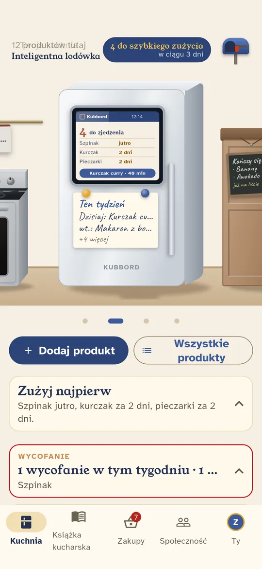 Lodówka podpowiada, co zjeść w pierwszej kolejności i co z tego ugotować.