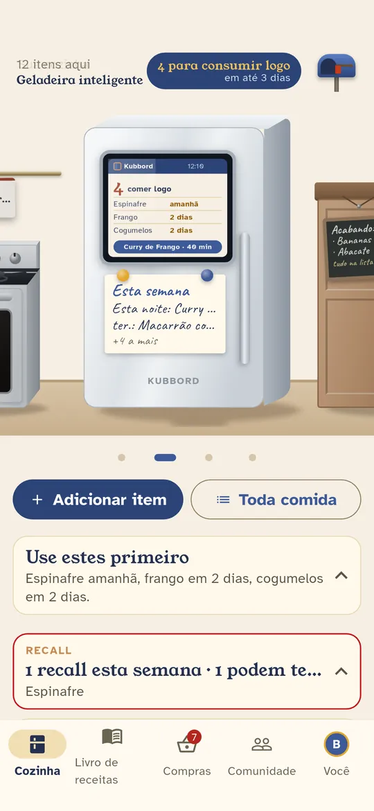 A geladeira diz o que comer primeiro e o que cozinhar com isso.