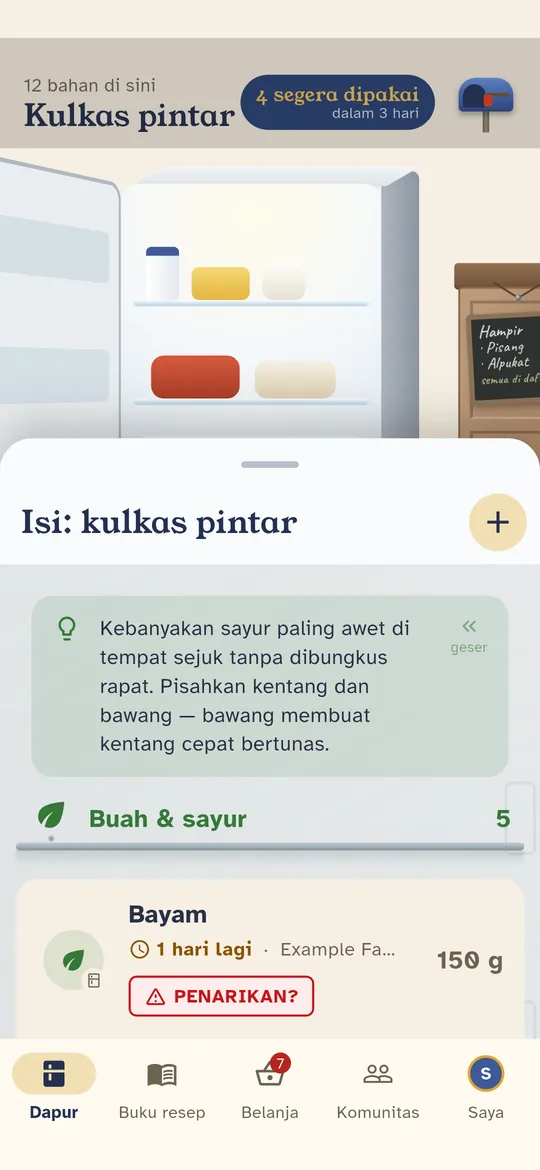 Ketuk satu untuk membukanya. Tarik daftar ke atas untuk seluruh layar.