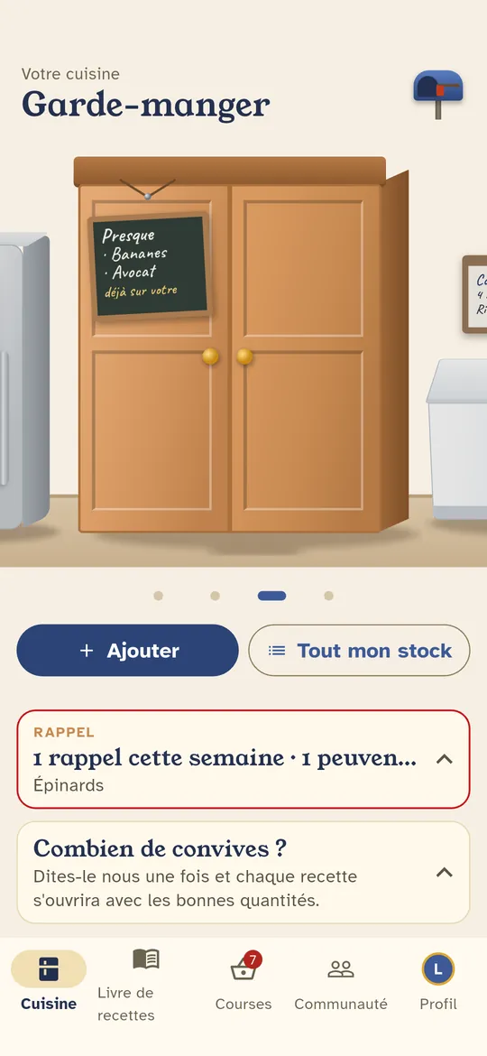 Le garde-manger garde un œil sur ce qui est presque épuisé.